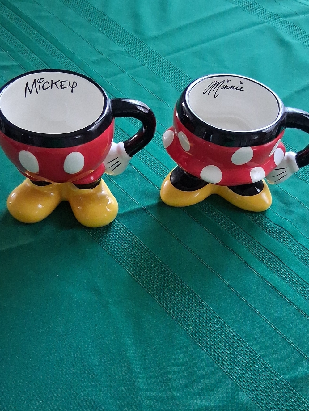 Disney Red, White & Yellow Mickey and Minnie Ceramic Mug Pair
